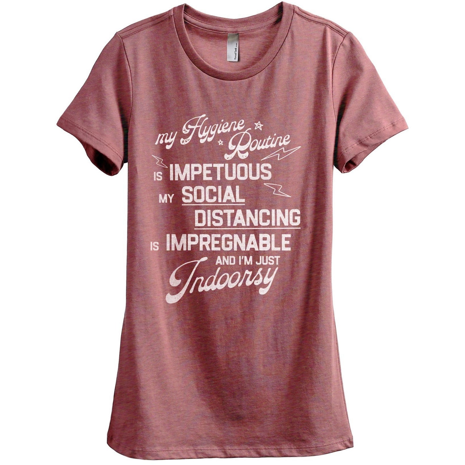Hygiene Routine Impetuous Women's Relaxed Crewneck T-Shirt Top Tee Heather Rouge