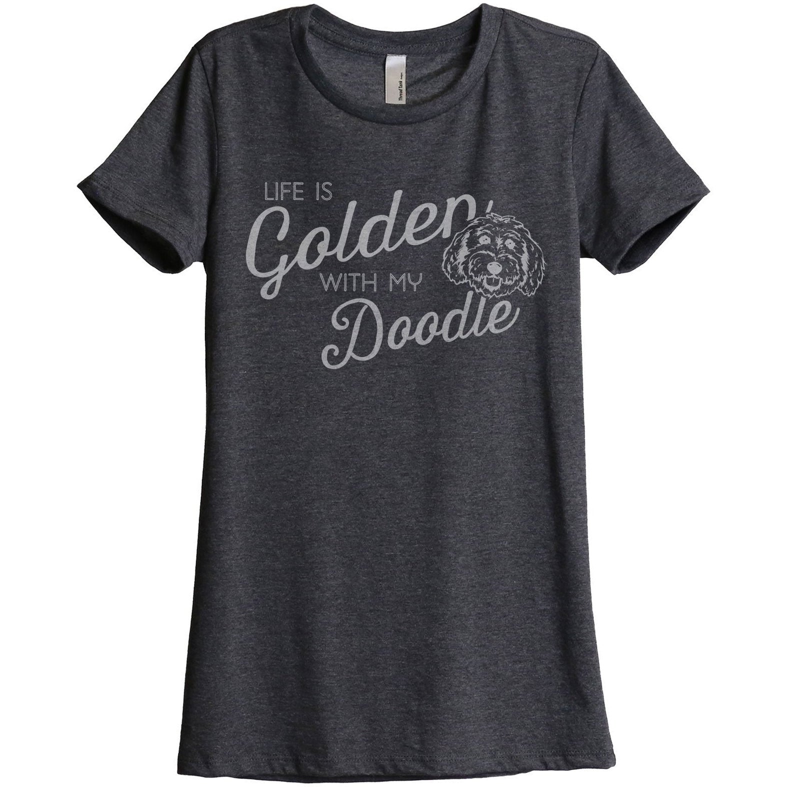 Life Is Golden With My Doodle Women's Relaxed Crewneck Graphic T-Shirt ...