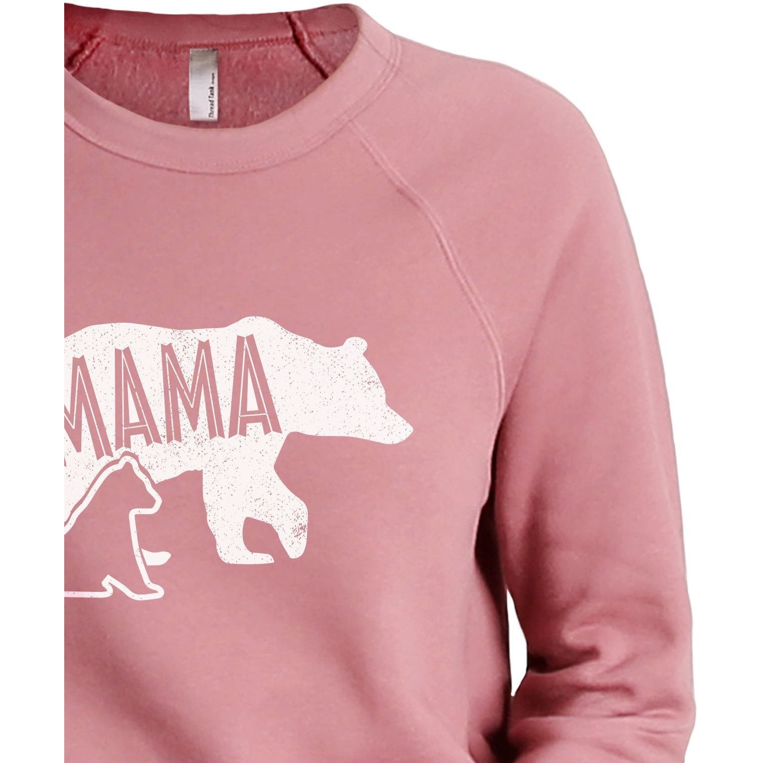 Mama Bear Women's Cozy Fleece Longsleeves Sweater Heather Grey