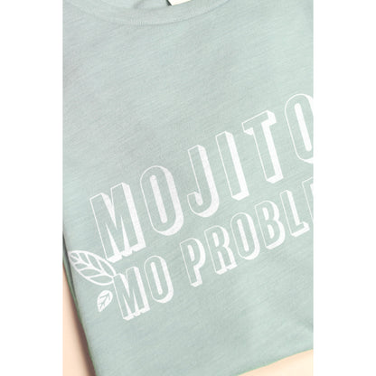 Mojitos, Mo Problems Women's Relaxed Crewneck T-Shirt Top Tee Heather Sea Green Model