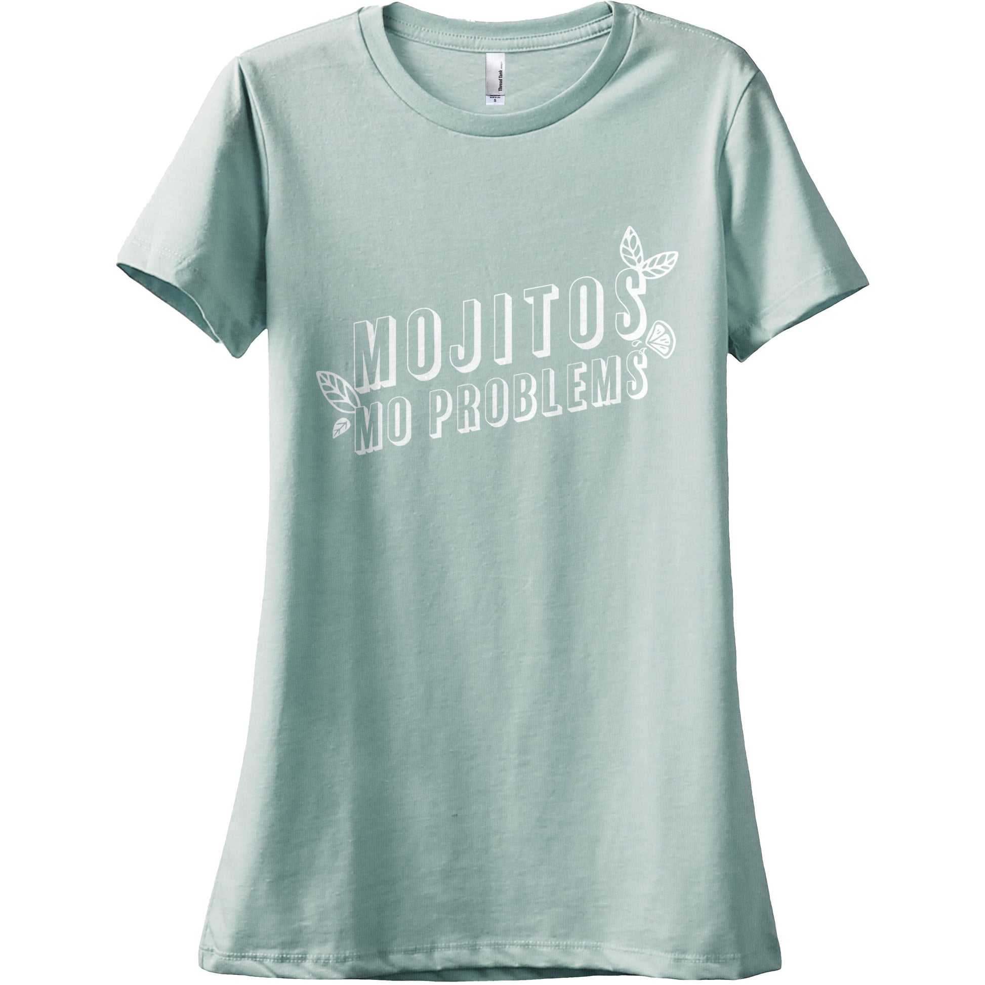 Mojitos, Mo Problems Women's Relaxed Crewneck T-Shirt Top Tee Heather Sea Green