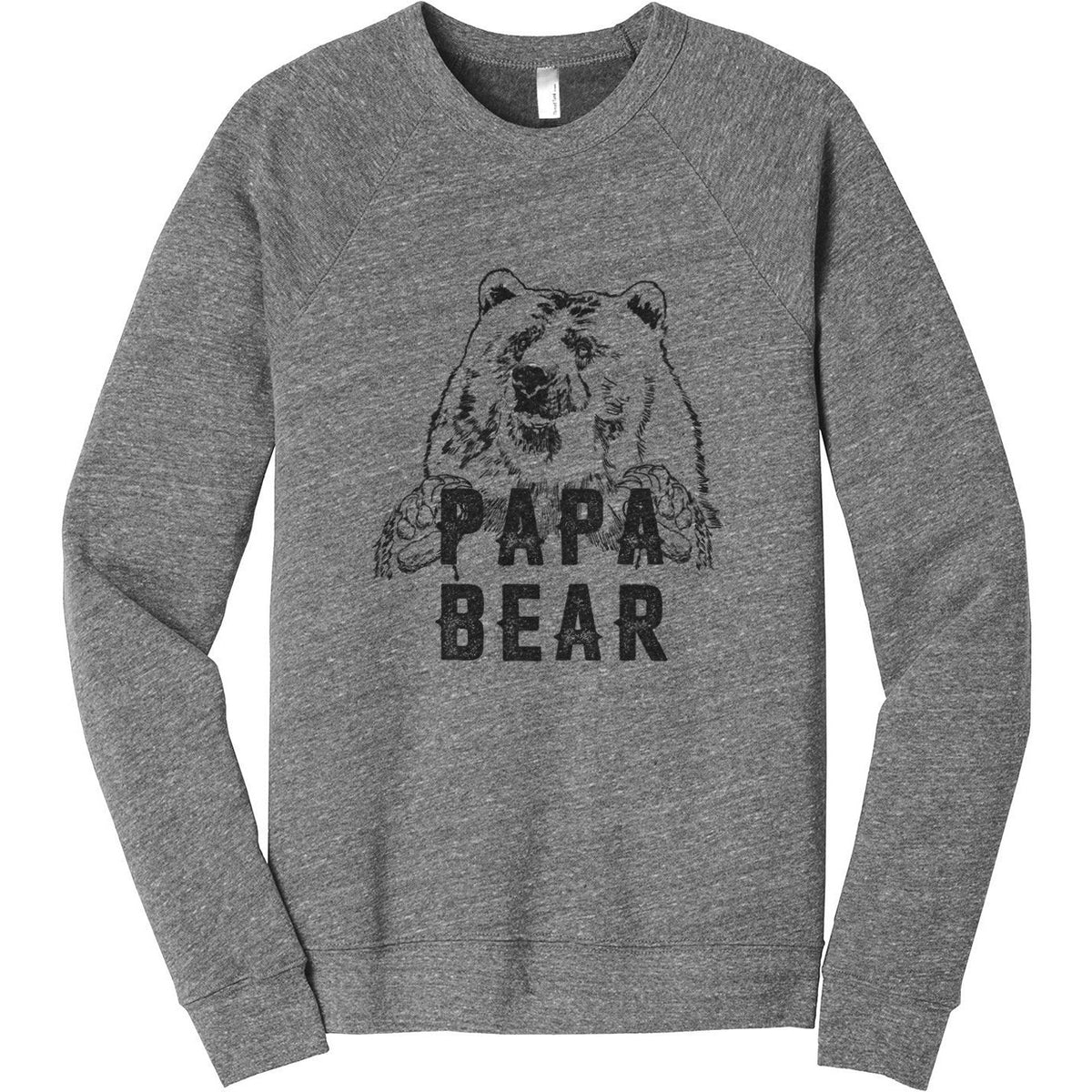 Papa Bear Unisex Cozy Fleece Longsleeves Sweater Heather Grey