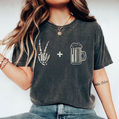 peace and beer oversized garment dyed shirt