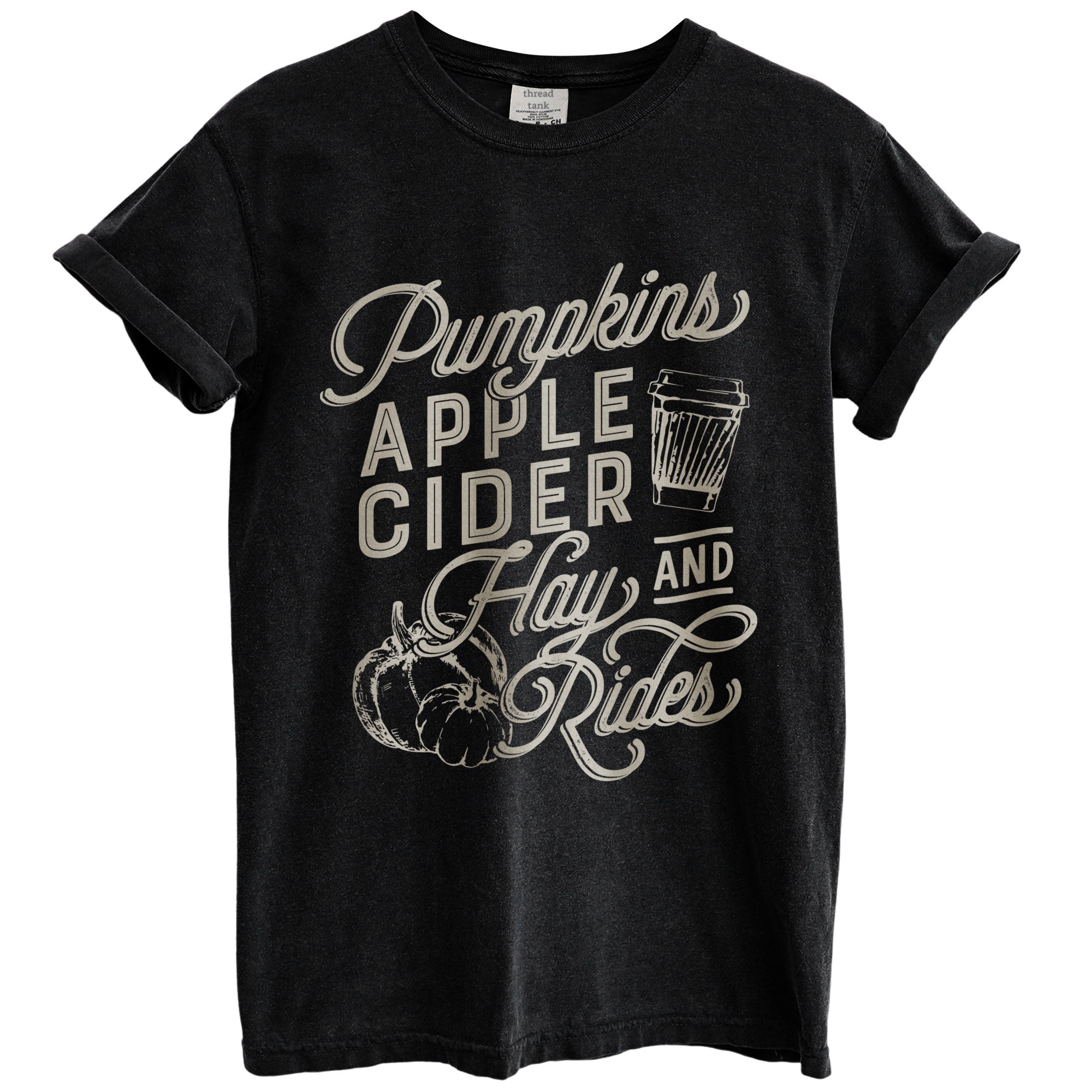 pumpkins hayrides apple cider oversized garment dyed shirt