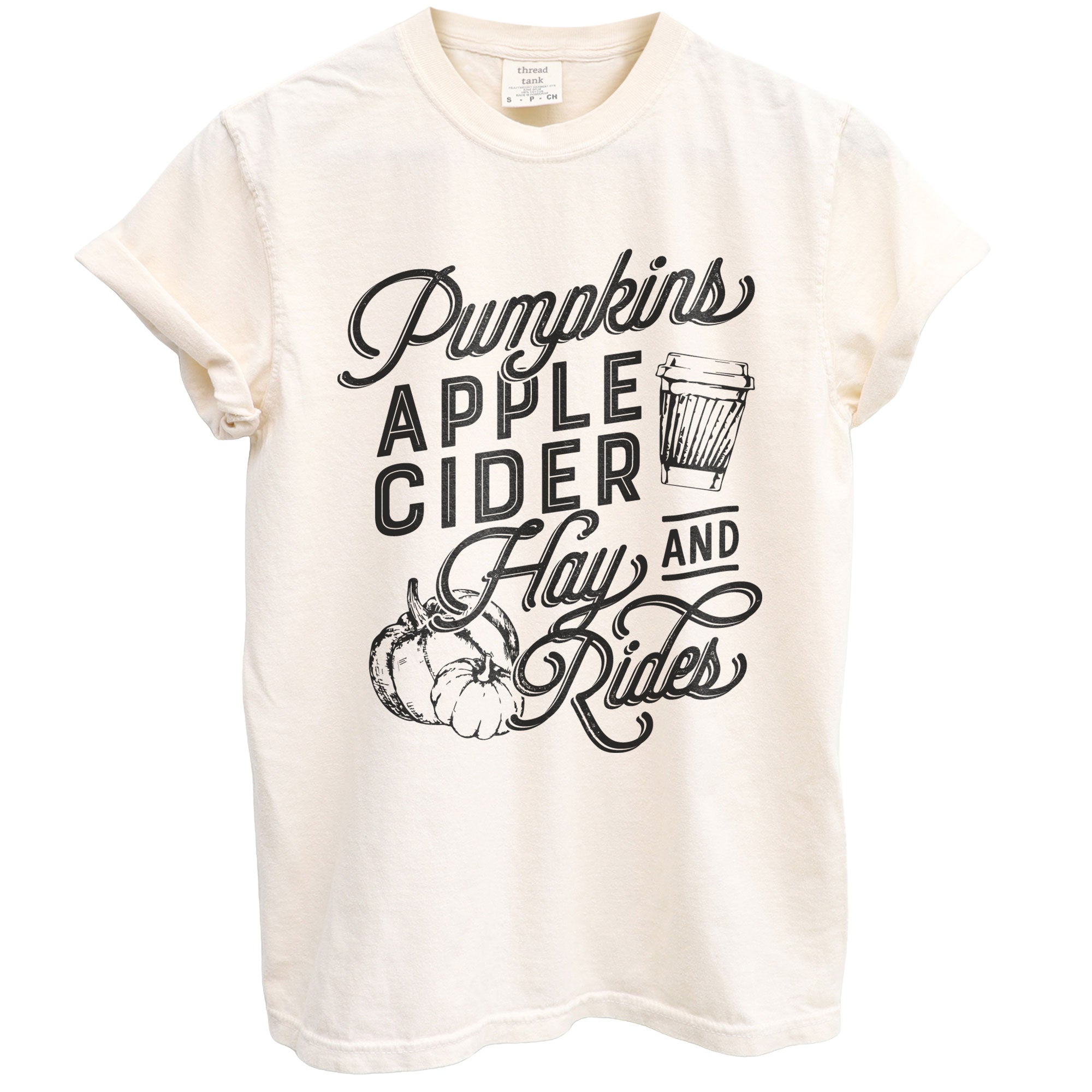 pumpkins hayrides apple cider oversized garment dyed shirt