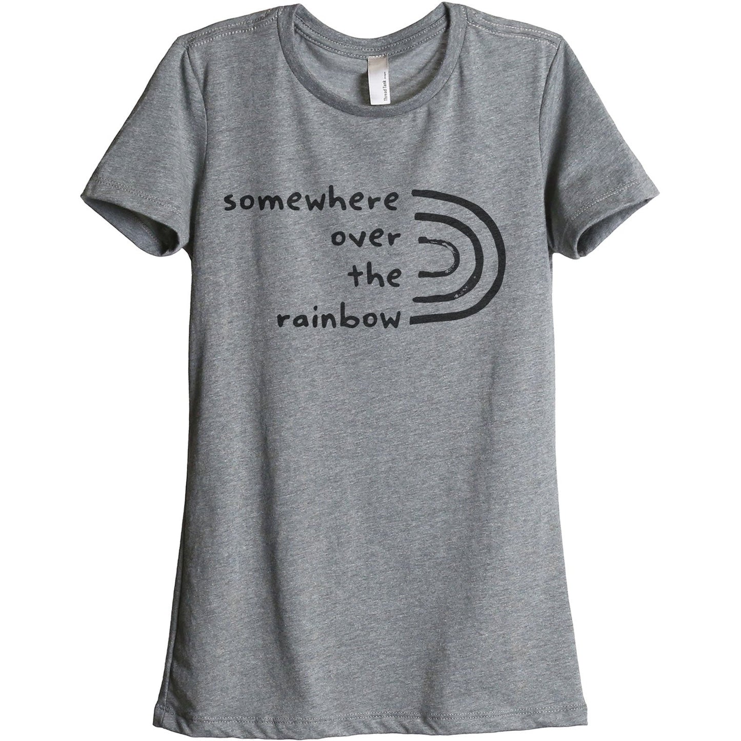 Somewhere Over The Rainbow Women's Relaxed Crewneck T-Shirt Top Tee Heather Grey