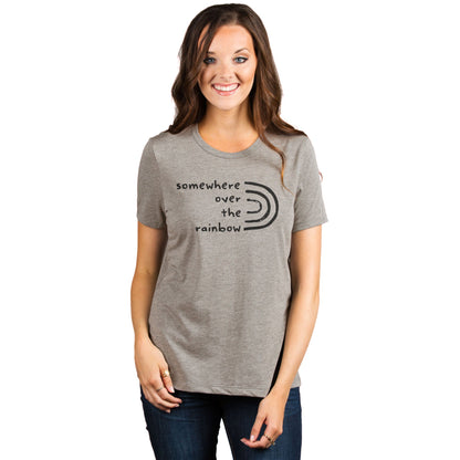 Somewhere Over The Rainbow Women's Relaxed Crewneck T-Shirt Top Tee Charcoal Model
