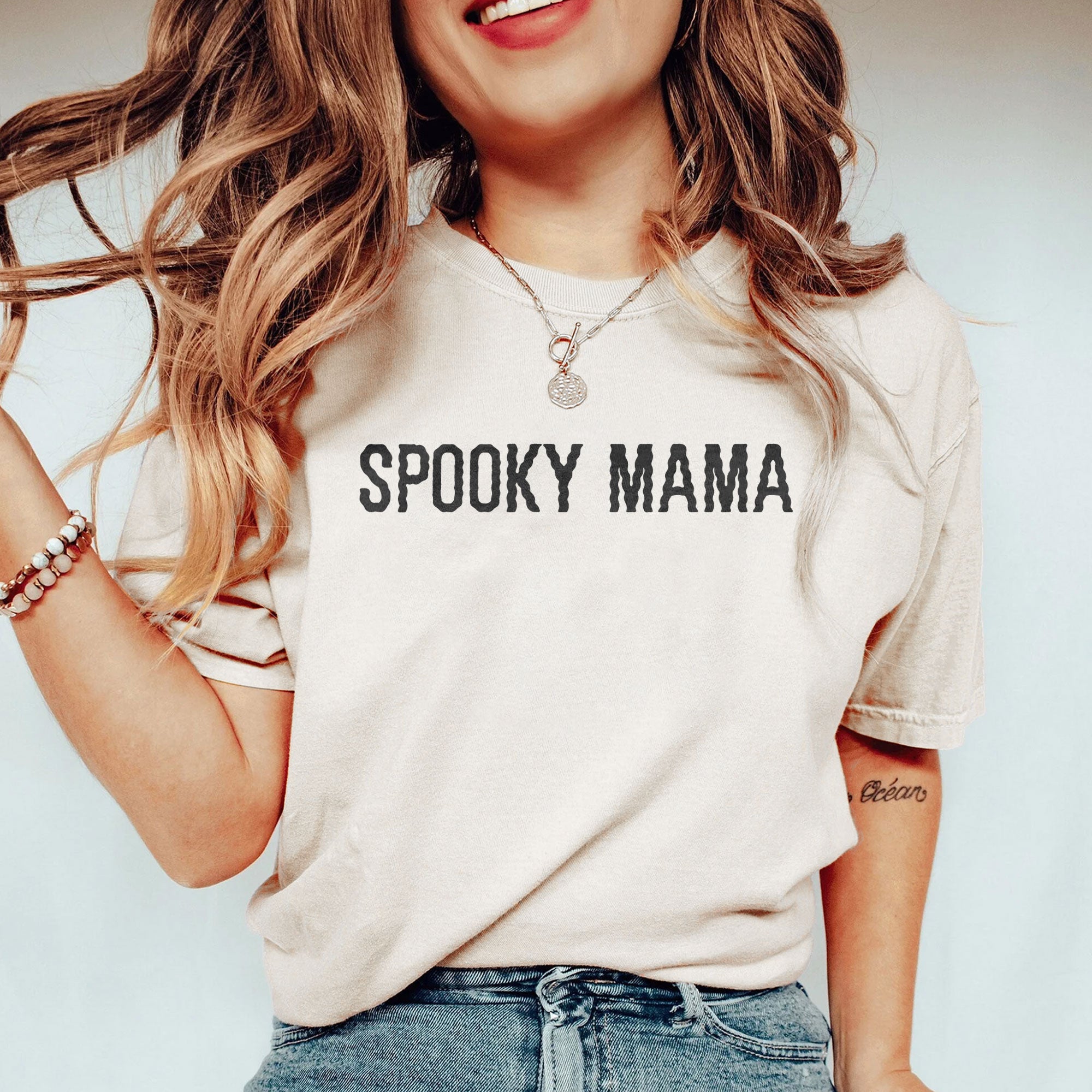spooky mama oversized garment dyed shirt