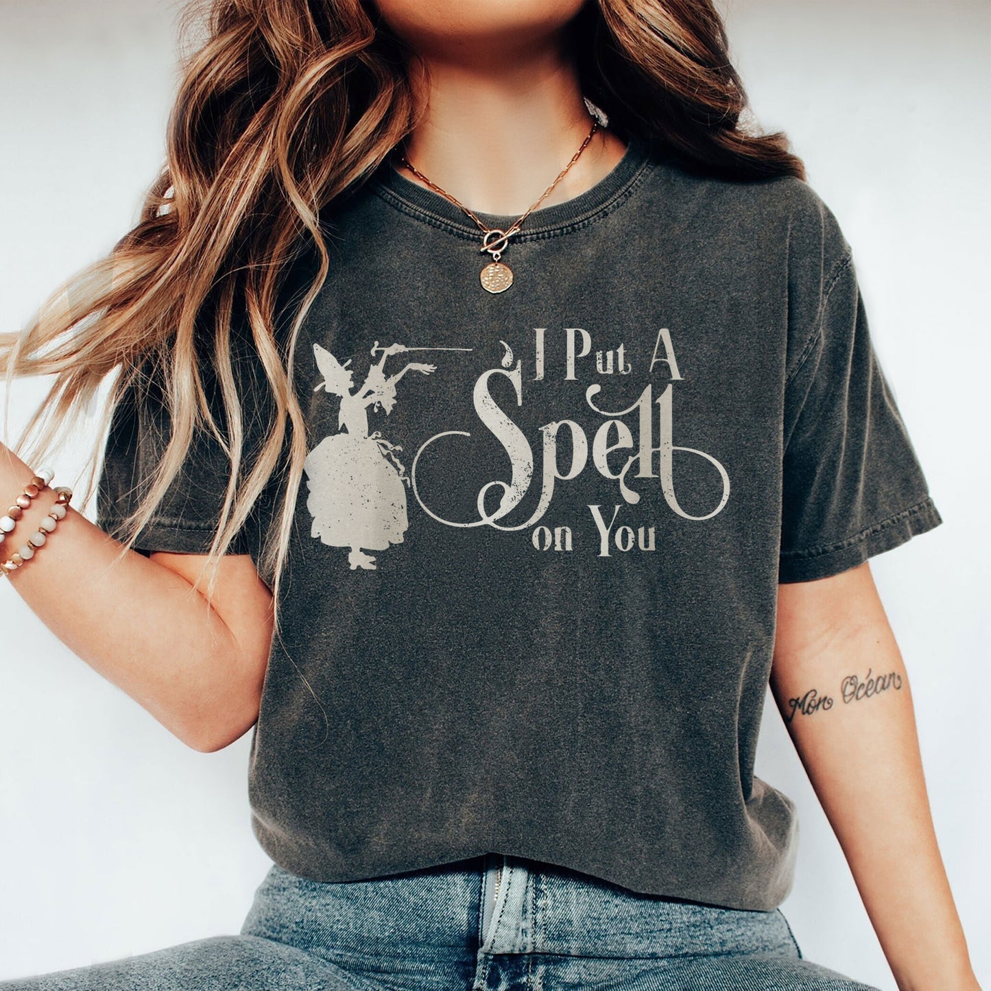 i put a spell on you oversized garment dyed shirt