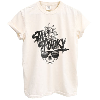 stay spooky oversized garment dyed shirt