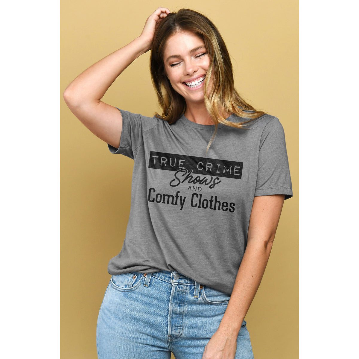 True Crime Shows And Comfy Clothes Women's Relaxed Crewneck Graphic T-Shirt  Top Tee