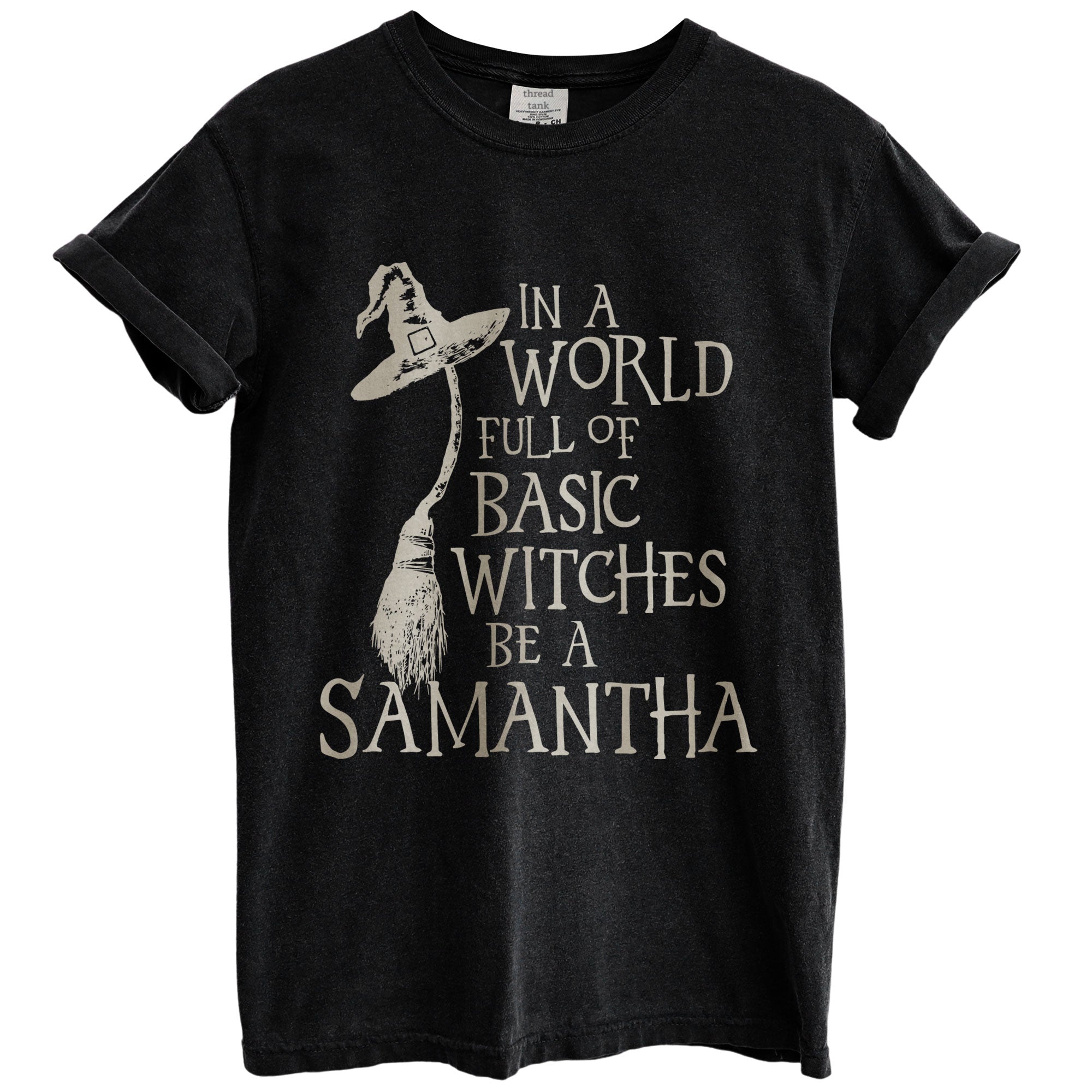 in a world basic witches be samantha oversized garment dyed shirt