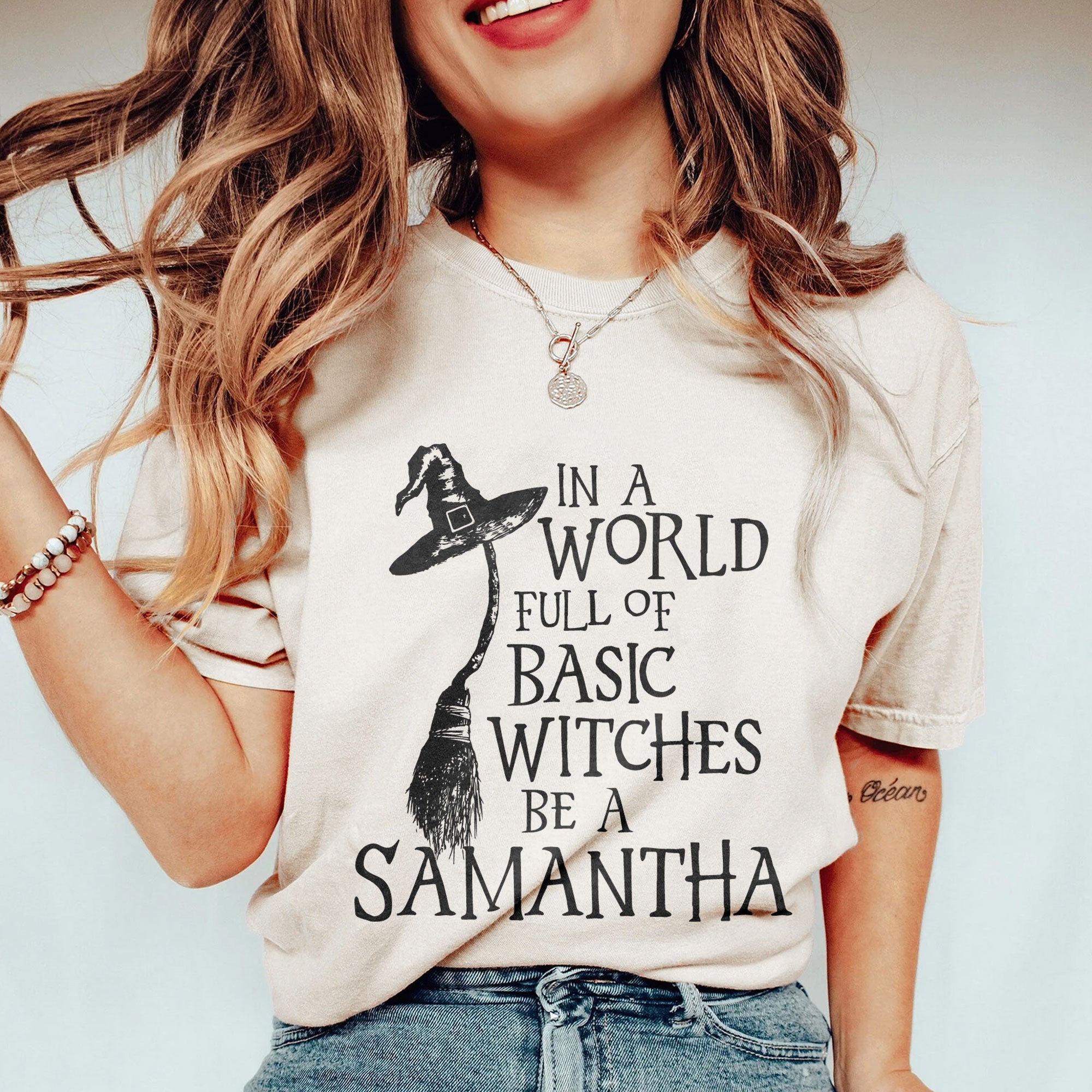 in a world basic witches be samantha oversized garment dyed shirt