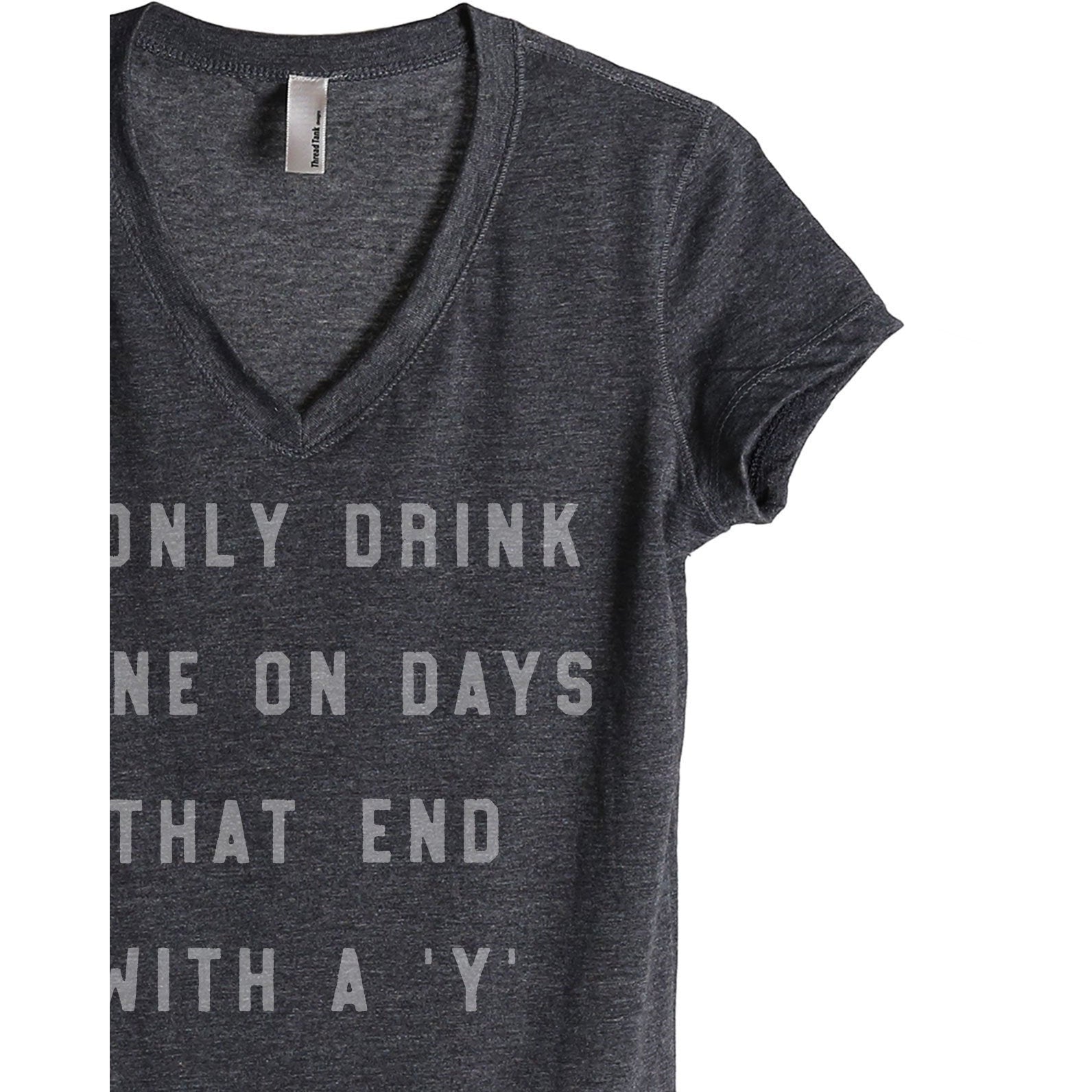 Everything is Fine Thanks to Wine Women's Fashion Relaxed V-Neck T-Shirt  Tee Charcoal Grey Small at  Women's Clothing store