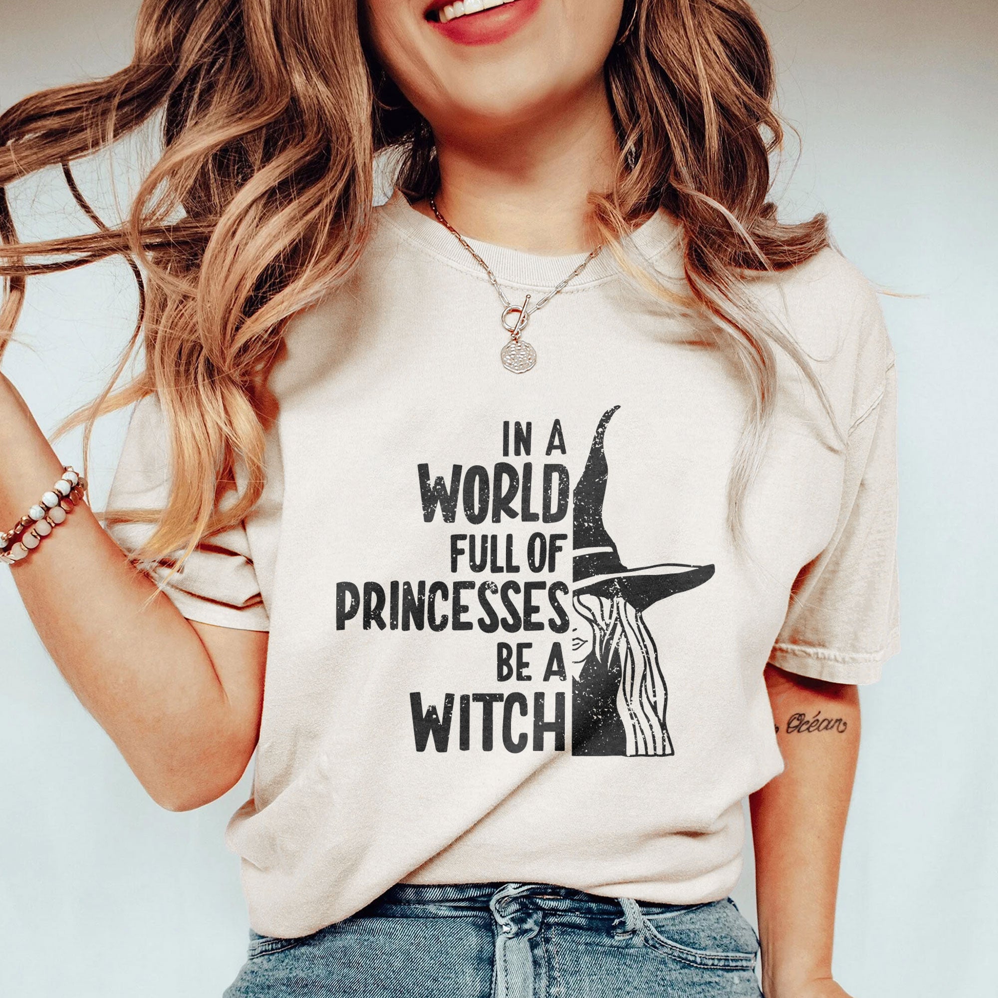 in a world full of princesses be a witch oversized garment dyed shirt