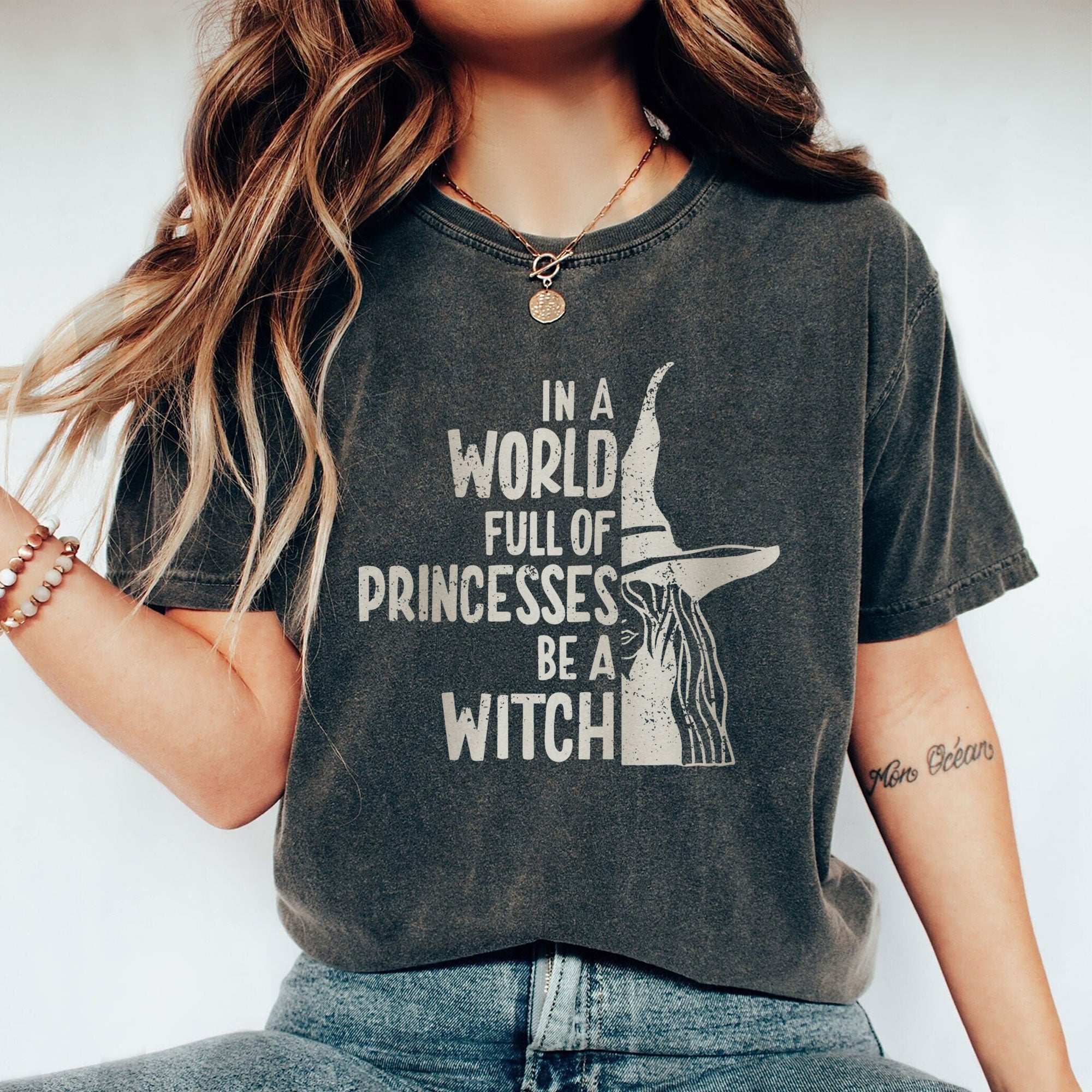 in a world full of princesses be a witch oversized garment dyed shirt