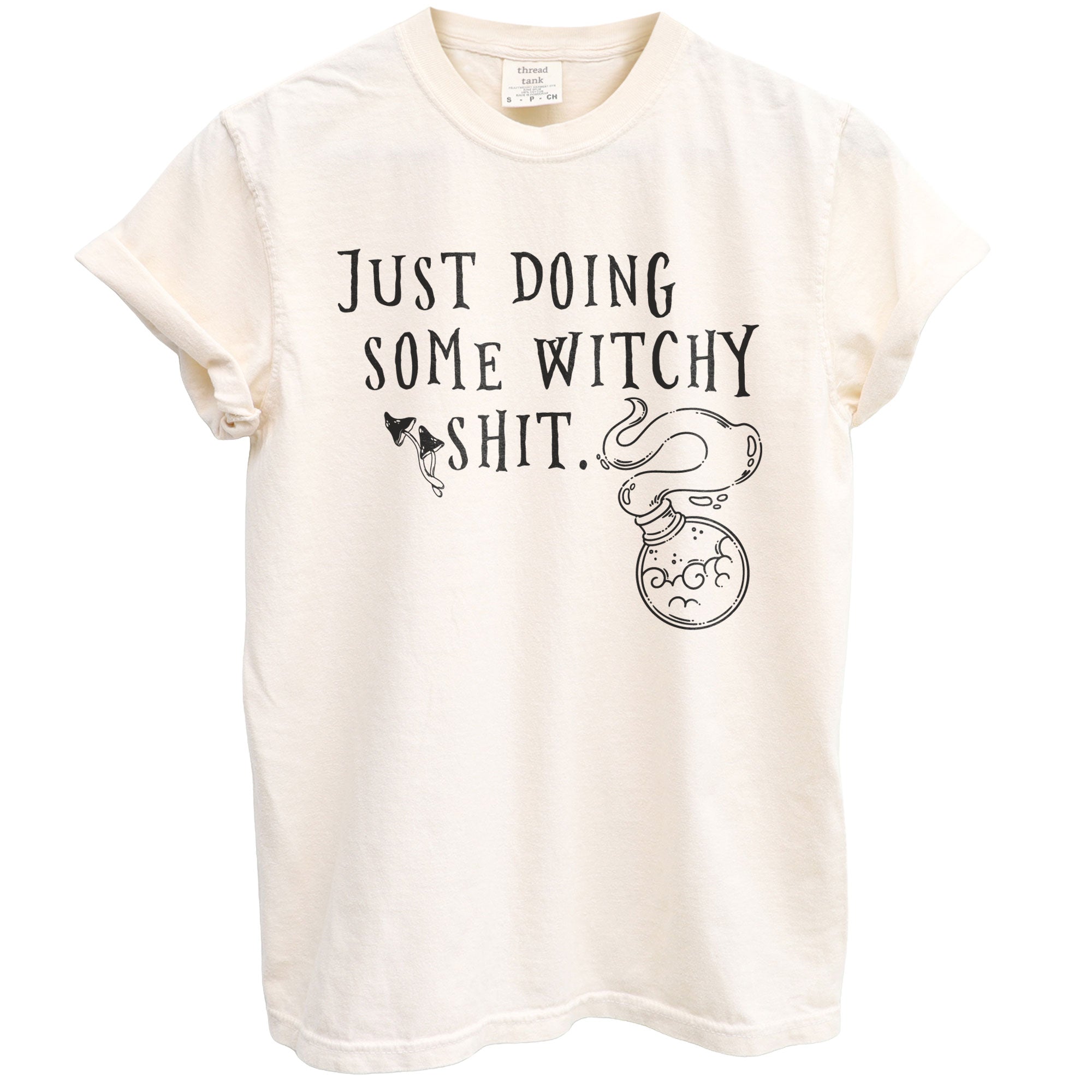 just doing some witchy shit oversized garment dyed shirt